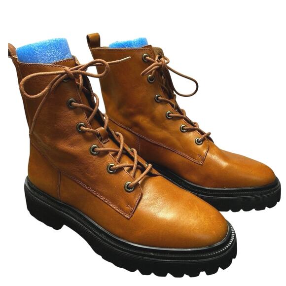 Madewell The Rayna Lace Up Boot Leather Combat English Saddle SZ 11 $198 - Picture 3 of 13